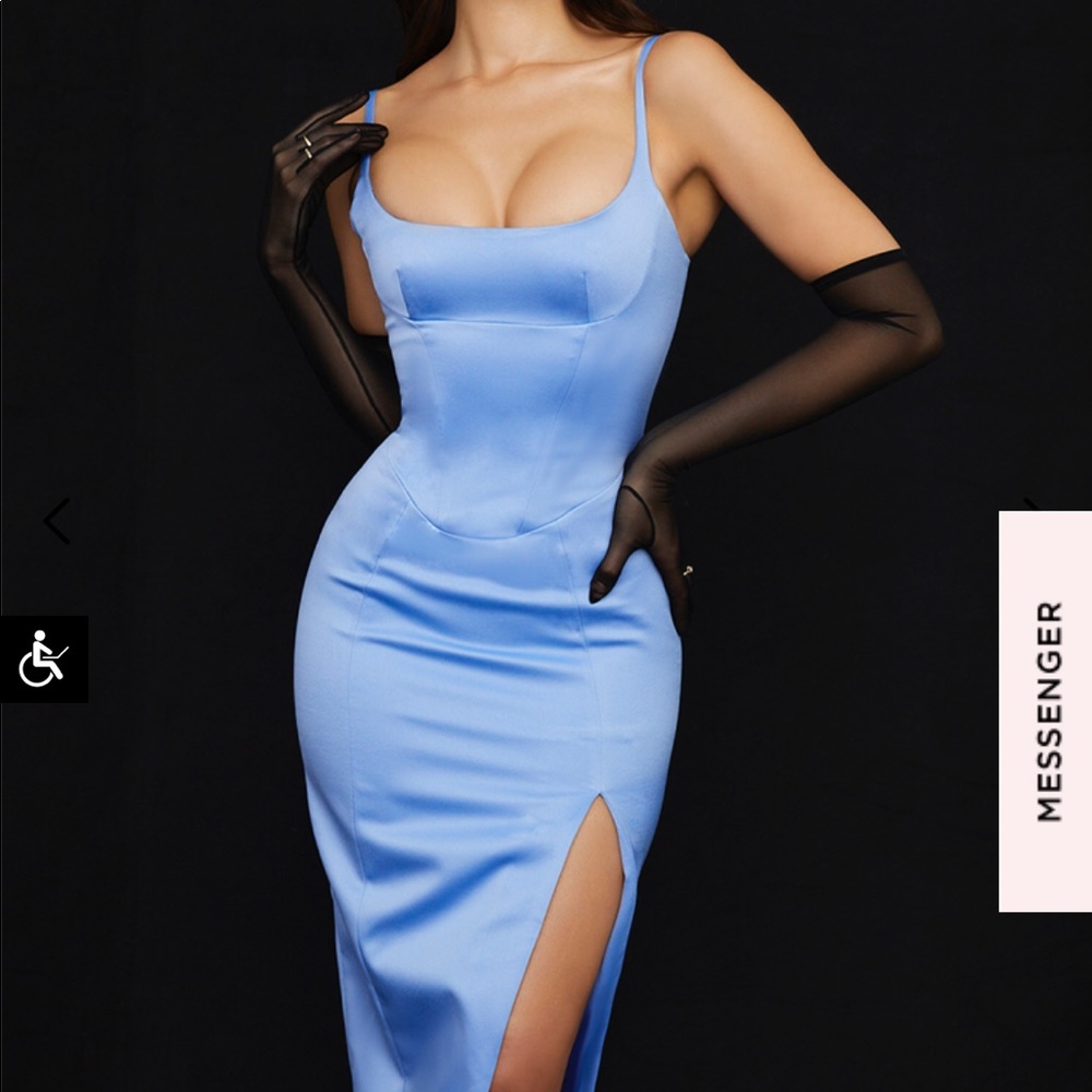 NWT House of CB Casimira Blue Midi Dress - Small